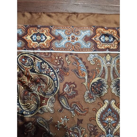 Vintage Liberty of London Silk Square Scarf Brown blue Paisley 23 x 24 mandala - Picture 11 of 16